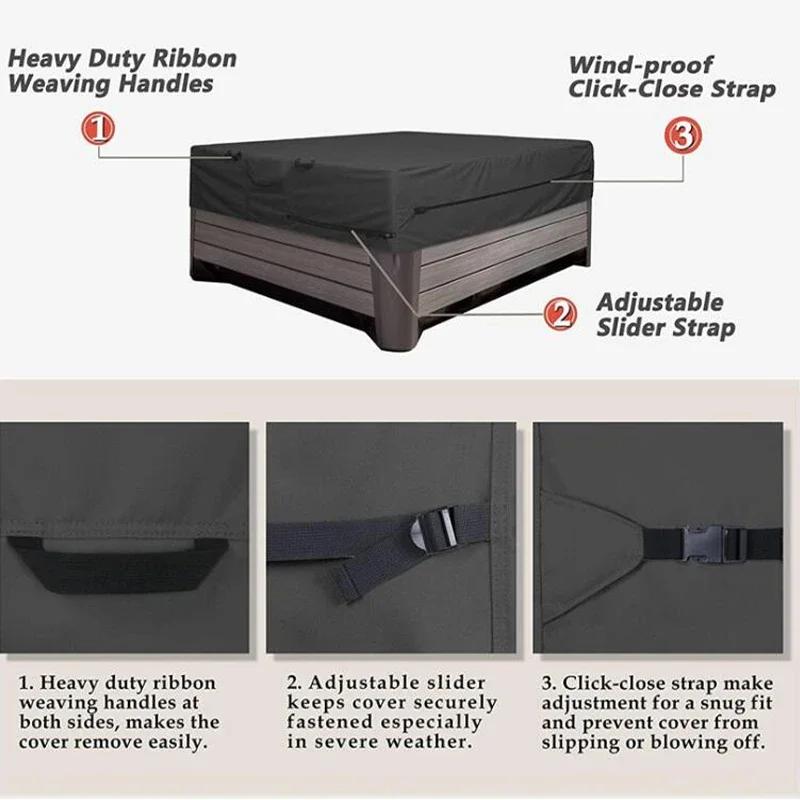 Universal Square Hot Tub Cover SPA Pool Bathtub Cover 210D Waterproof Silver Coated Oxford Cloth Furniture Protector Dust Cover