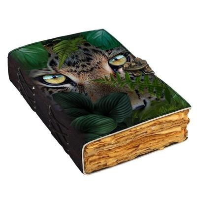 Vintage Leather Tiger Printed Journal Diary with Buckle Lock Old Pages Diary for Office & Personal Use