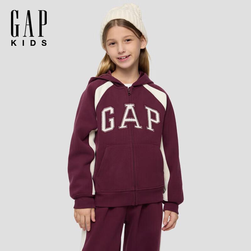 GAP Girls' Fall Logo Patch Velvet Hoodie