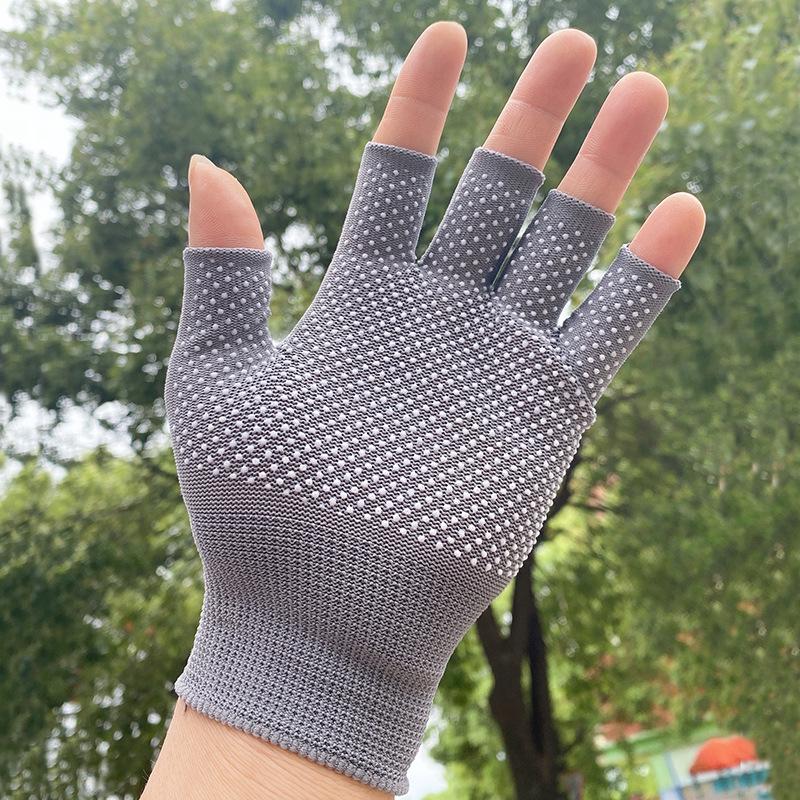 Thin Full-Finger Anti-Slip Work Gloves with Sun Protection & Nylon Dots for Construction & Labor Handling.
