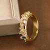 Elegant Floral Shaped Synthetic Gemstone Ring Copper Material Women Ring For Commute