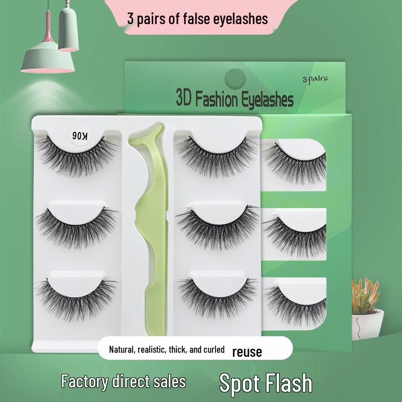 

3D Mink False Eyelashes - Soft, Multi-Style Options, Pack of 3 Pairs K08