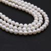 1String, White Near Round Pearl 6.5-7mm, Fashion Women Natural Freshwater Pearl Beads for Jewelry Making DIY Crafts, Luxury Bulk Gifts 36cm