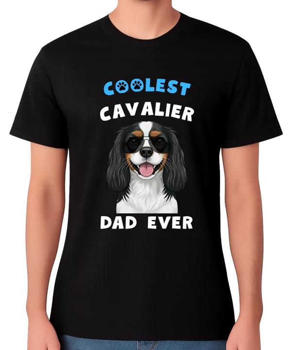 Coolest Cavalier King Charles Spaniel Dad Ever T-Shirt Gift Unisex Tee L