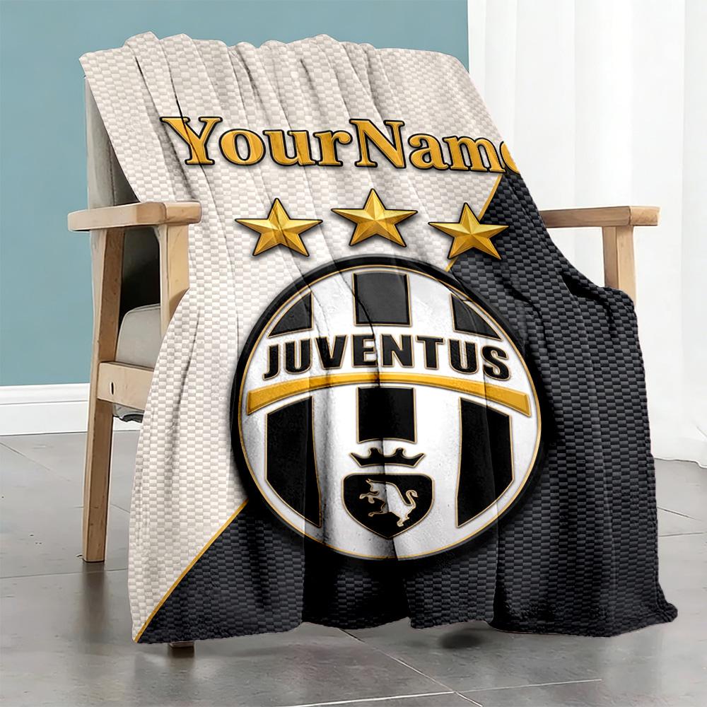 Juventus Personalized Text Blanket Throw Customizable Blanket Soft Warm Cozy Versatile for Bed Livingroom Office Seaside for All Occasions