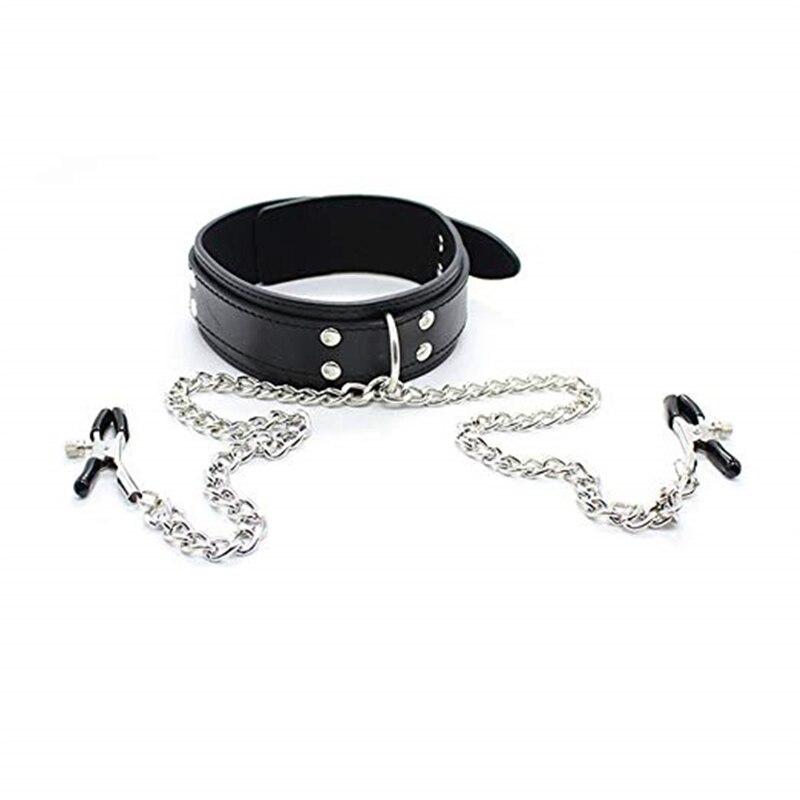 Leather Collar Nipple Clip For Women Alternative Fetish Play Toys Adjustable Bondage Accessories Sensual Stimulation Adult Products