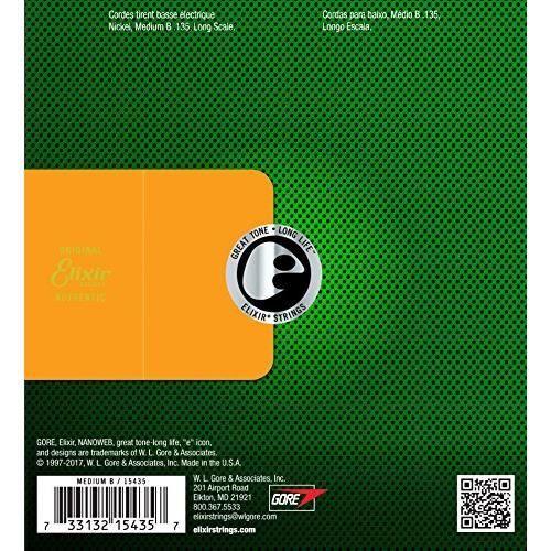 Corde de basse - ELIXIR - Heavy B - 0.135 - Durabilité 3 à 5 fois supérieure - Son brillant et puissant