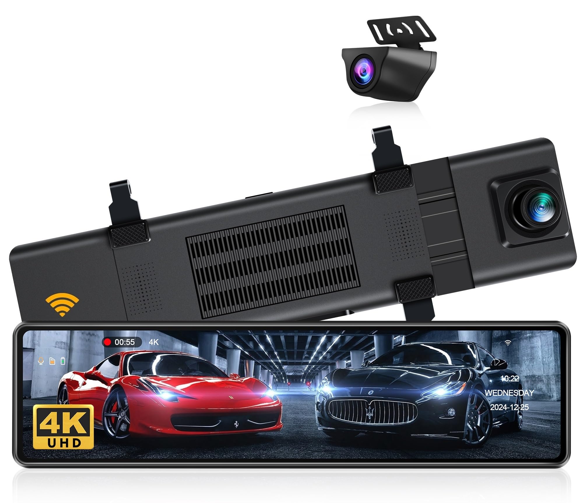 

4K Видеорегистратор с Большим 2160P Расширяемым Передним 64 ГБ SD Картой Новые Функции Карты Одновременная Передняя и Задняя Камера SONY IMX589 Ночной Автоматический Изображение