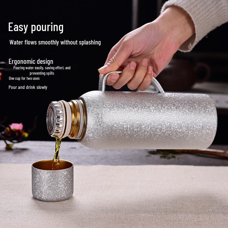 High-Capacity Titanium-Plated Insulated Water Bottle - Leak-Proof, Portable, Double-Layer for Home & Outdoor Use