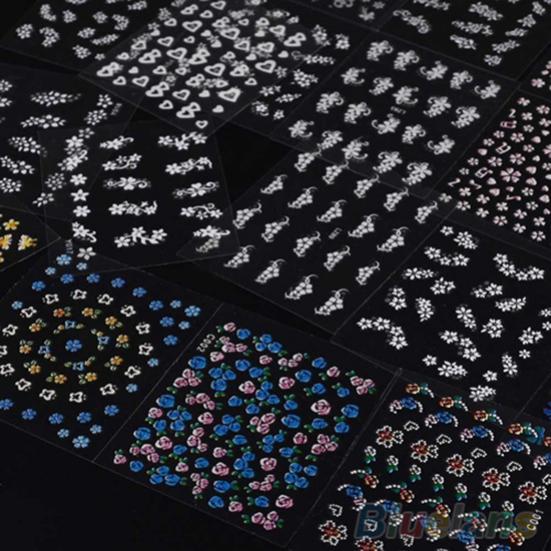 30 Sheets Mixed Floral Nail Art Stickers Decals DIY Manicure Design Accessories