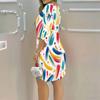 Women Plus Size Round Neck Half Sleeve Loose Fit White Floral Printed Dress