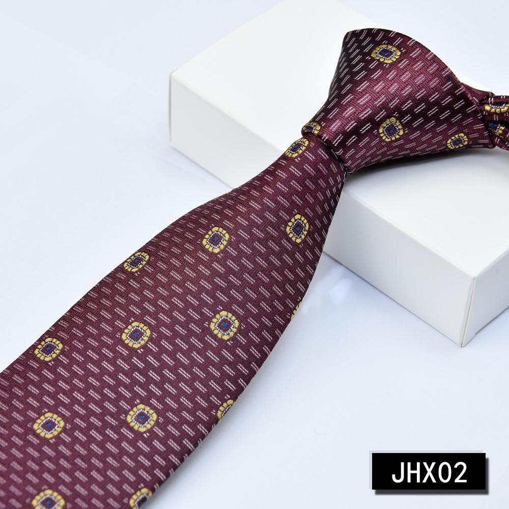 Men's Burgundy Striped Jacquard Formal Business Tie, 8cm Handmade Tie Decoration