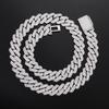 14Mm Rhombus Slightly Inlaid Zircon Fashion Trend Double Row Necklace Men's Bracelet Jewelry Wear Accessories