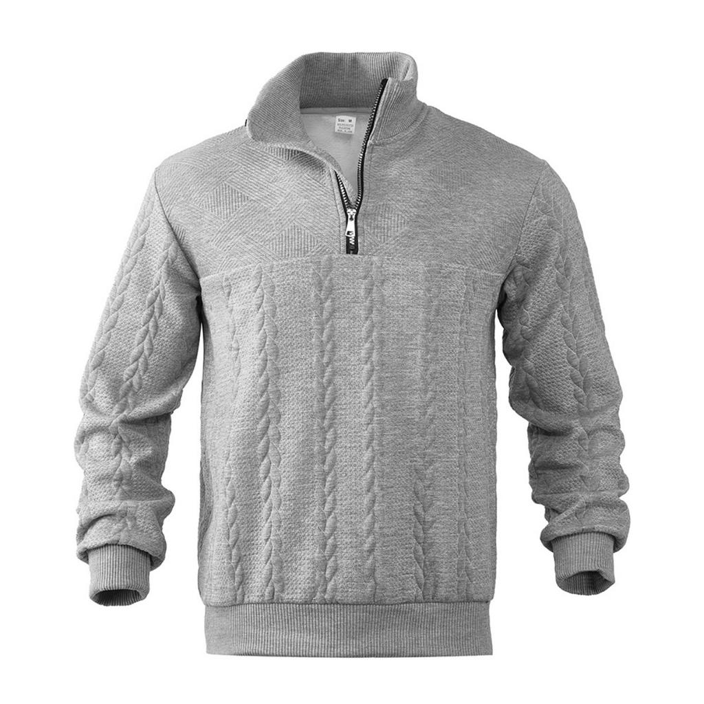 Casual Men's Jacquard Lapel Sweatshirt, Men's Casual Half Zipper Loose Top