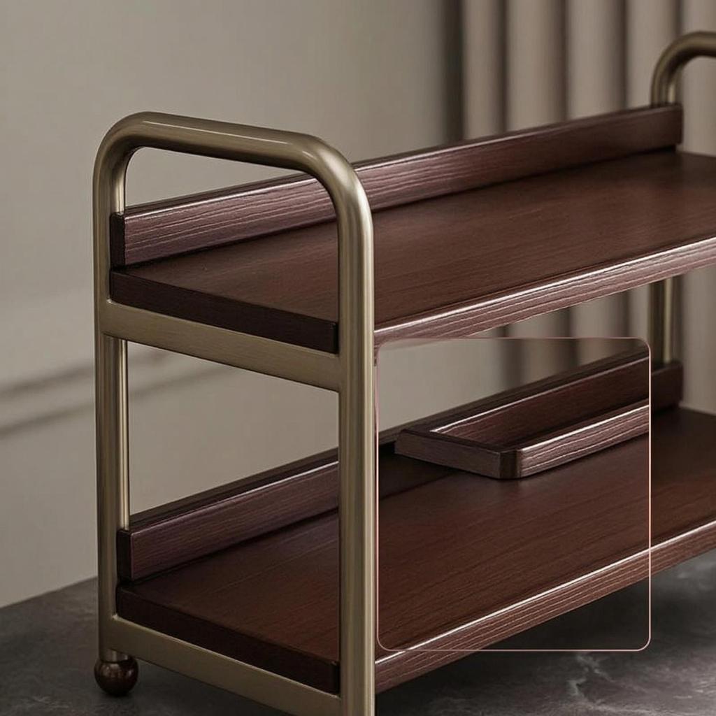 Three-Tier Storage Shelf Freestanding Desktop Organizer with Metal Frame