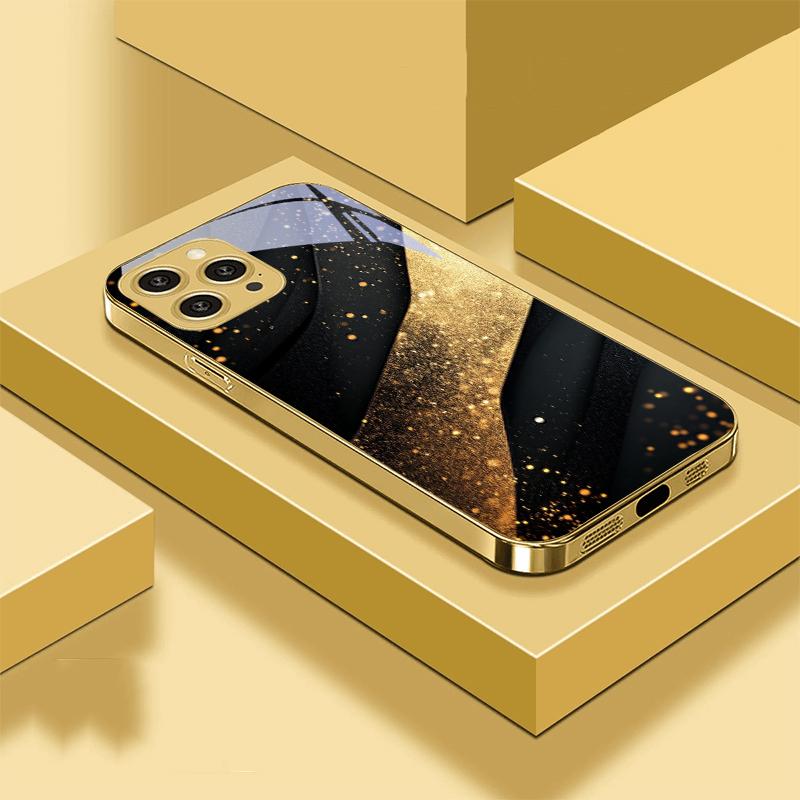 Mramorovaný Černý Šedý Pro IPhone 16 Pro Max 15 P Ro 14 M Ax 13 Plus 12 Mini 11Pro Max XS Max XR Zlatý Tvrzené Sklo Kryt na Telefon