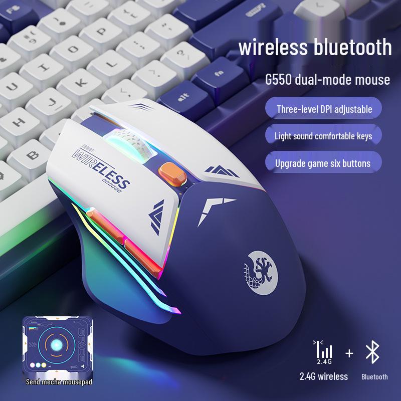 Mecha Mouse Wireless Silent Bluetooth Dual-Mode Mechanical Gaming Mouse Rechargeable for PC/Laptop.
