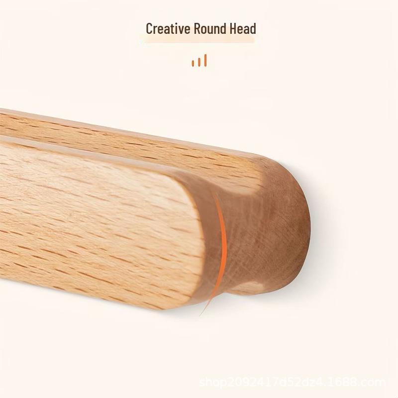 Beech & Walnut Solid Wood Round Cabinet Handles Beech Small Flat Round 35mm Single Hole