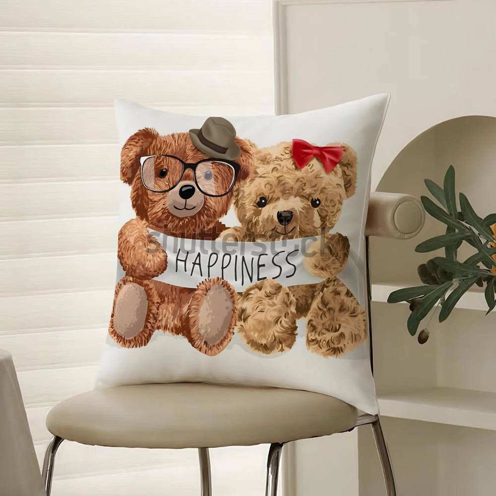 

Сім я Дружба Товариство Наволочка для подушки з плюшевим ведмедиком Комфорт Диван-ліжко Шовковиста елегантна Невидима блискавка Декоративна наволочка 12x12Inch