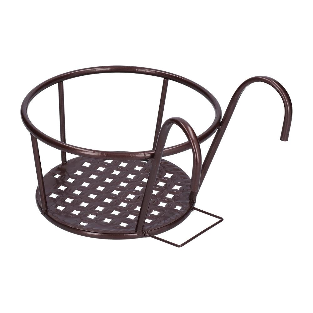 Thick wrought iron construction Flower Pot Holder Railing hanging chlorophytum & pothos