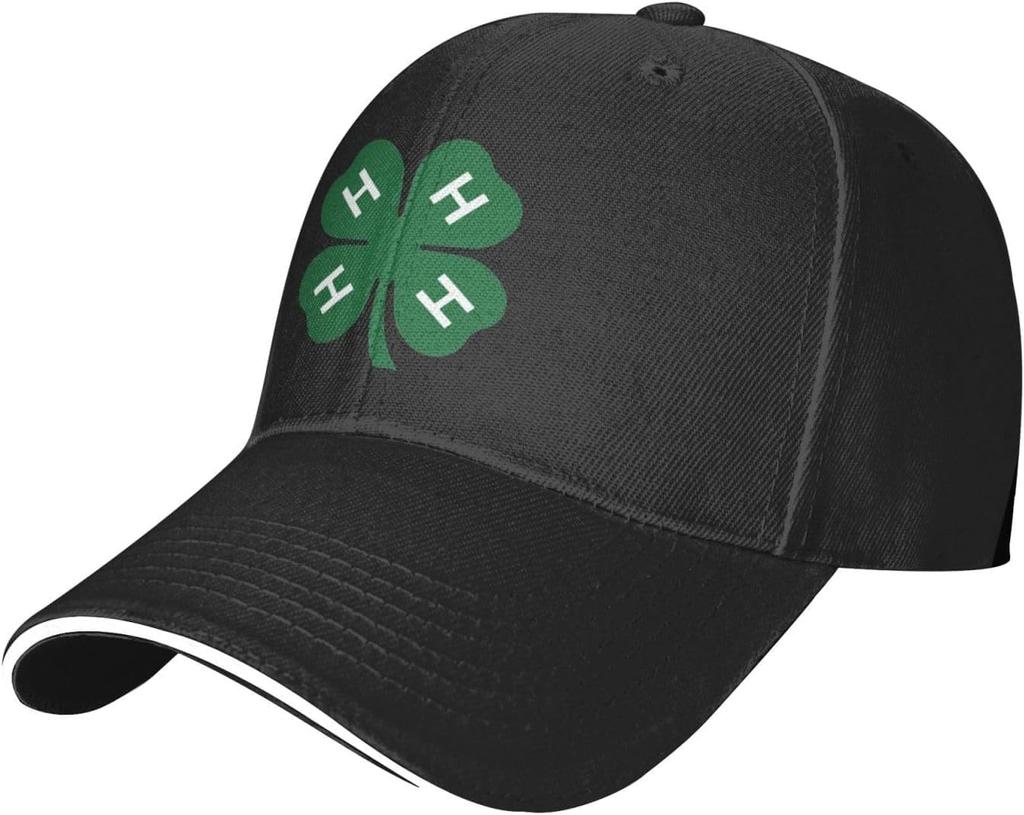 4H Clover Emblem Baseball Cap Polyester Casual Adjustable Sun Protection Adult Snapback