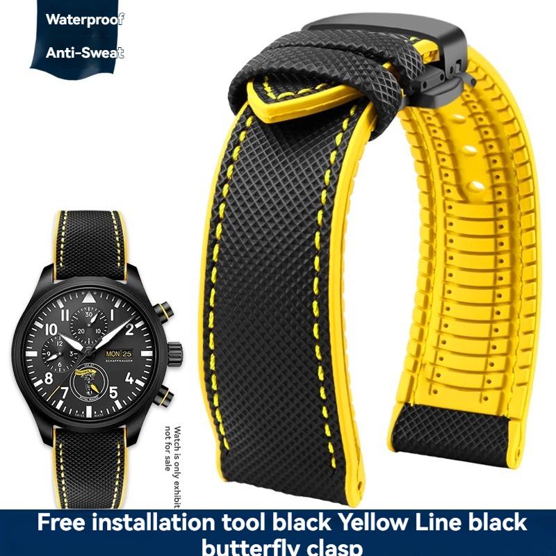 

20mm 21mm 22mm 23mm Nylon Rubber Bottom Waterproof Watch Band for Longines IWC Pilot Mark 18 Seiko Omega Series Watchband Strap 20mm