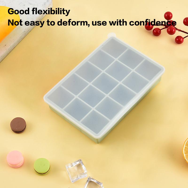 Ice Cube Trays , Easy Release 15 Flexible Silicone Ice Cube Molds With Removable Lid Reusable Freezer Ice Trays Stackable For Wh