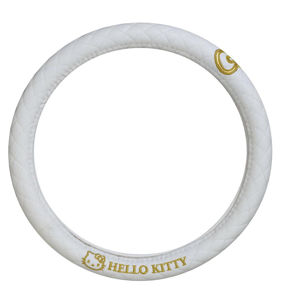 SEIWA Car Interior Steering Wheel Cover Hello Kitty KT489 White & Gold Steering HELLO KITTY