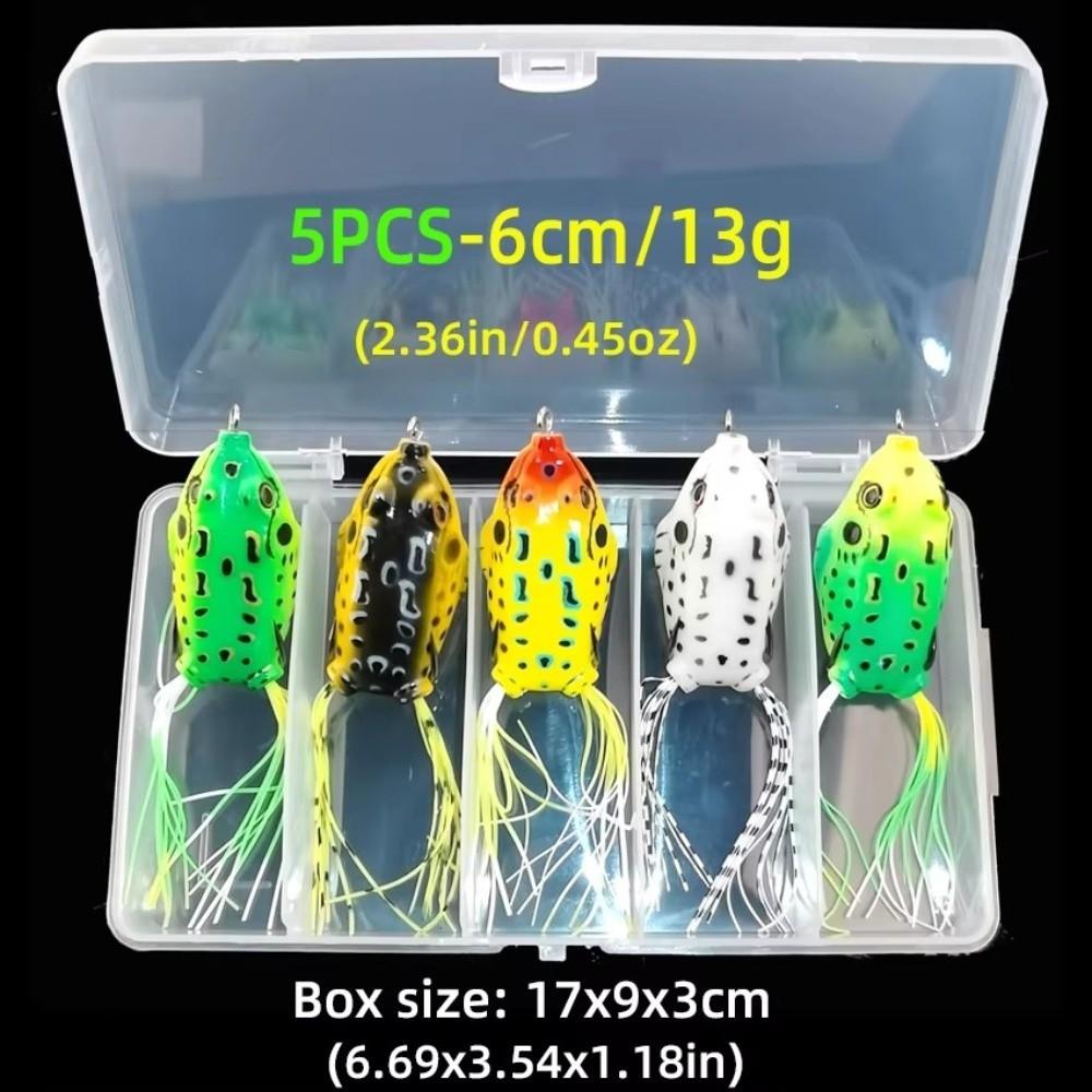 5Pcs 6cm 13g/4.6cm 6g Frog Soft Lure 3D Eyes with Fishing Hooks Fishing Lure Artificial Horizontal Ray Frog Bait
