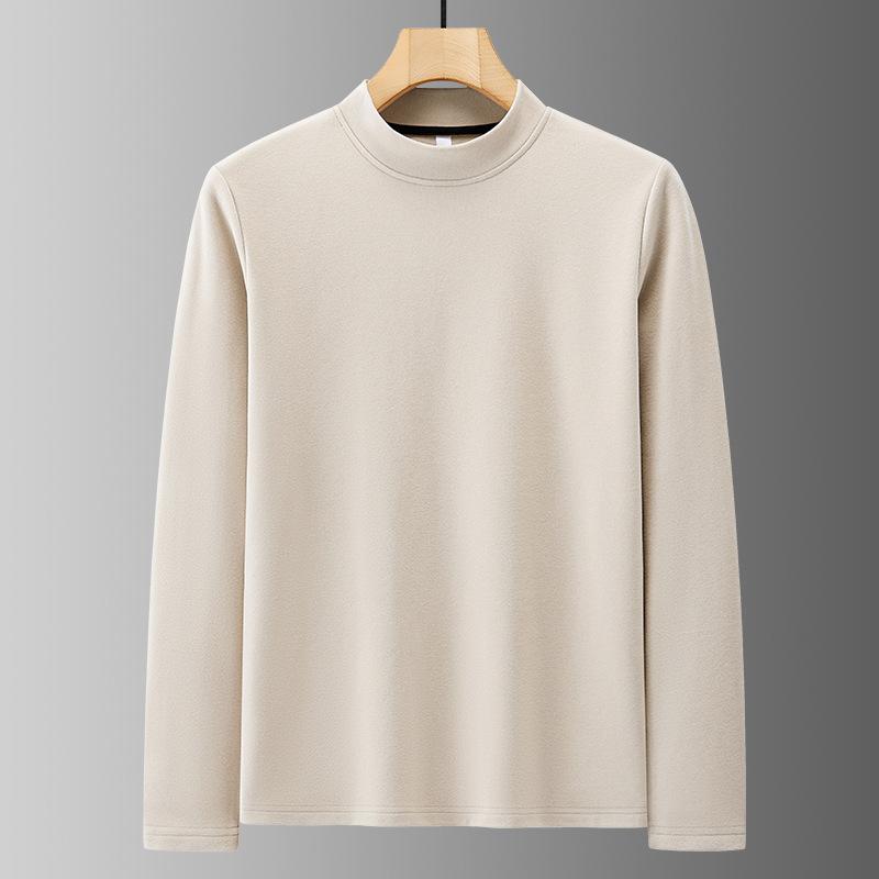 Winter German Velvet Sweatshirt for Men's Windproof Neckline Round Neck Double-sided Velvet Warm Bottoming Shirt Thick Simple Long Sleeves