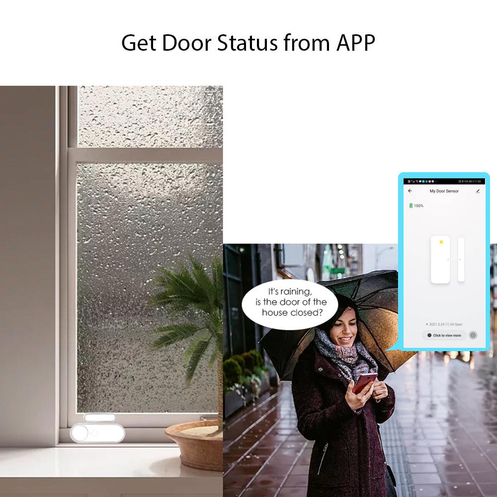 4 Pack Mini Door Window Alarm Home Security TY APP 2.4G WIFI Wireless Magnetic Sensor Anti-Theft