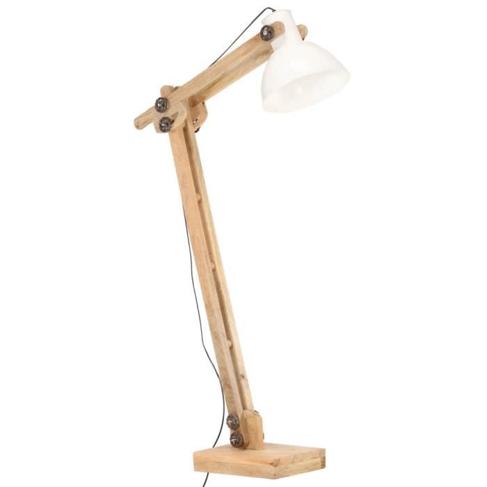 VidaXL Lampadaire Blanc Bois de manguier massif E27