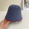 Simple bucket hat women's autumn and winter new contrasting color knitted bucket hat fashion sunshade sunscreen hat