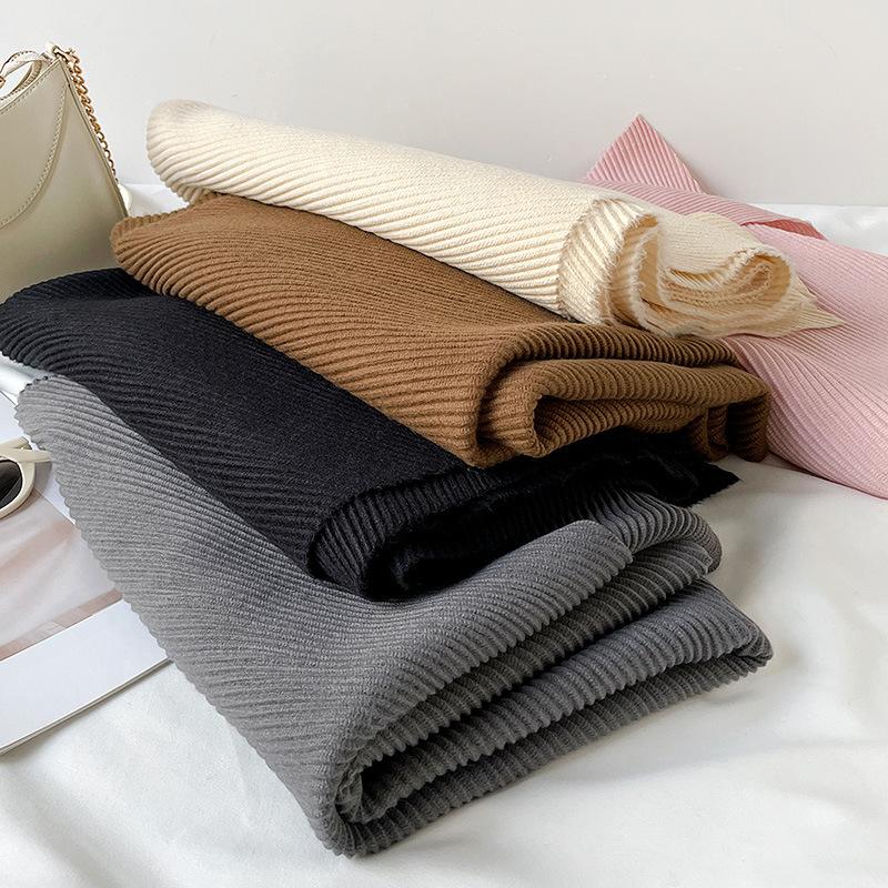 Wholesale Solid Color Scarf Winter Versatile Cashmere Scarf Fashion Pleated Warm Long Scarf Shawl Scarf Wholesale