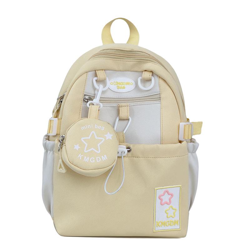 Summer New High-quality Small Fresh Color Contrast Letter Schoolbag Female Primary and Secondary School Students Light Shoulder Bag