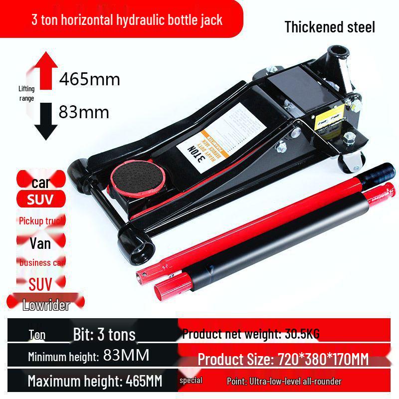 3-Ton Horizontal Hydraulic Car Jack with Double Pump for Small Trucks and Sedans