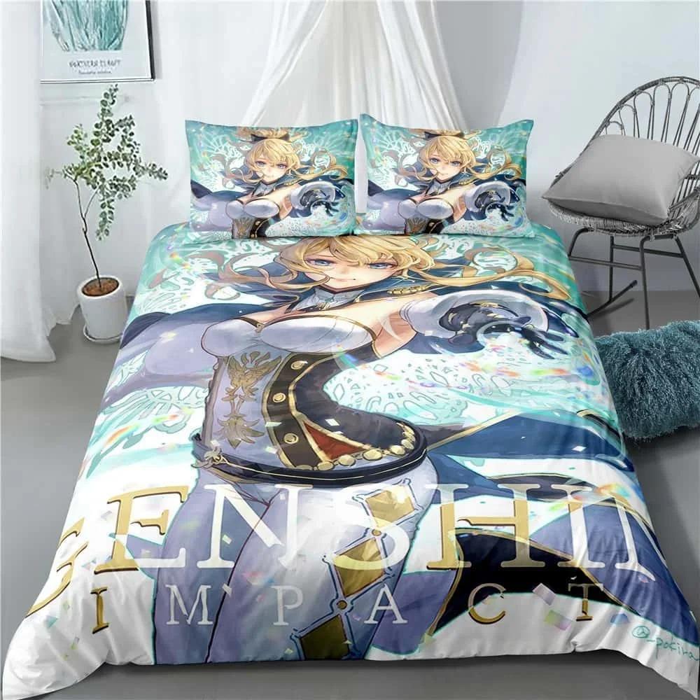 Nové anime Genshin Impact 3D tištěné ložní prádlo King povlak na přikrývku povlak na polštář povlak na peřinu ložní prádlo bytový textil