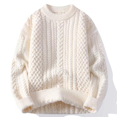 Men Trendy Knitted Sweater Men Casual Round Neck Pullover Male Knitted Solid Color Sweater Winter Fashion Mens Kntwear Outwear