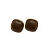 French Retro Coffee Square Stud Earrings Gold Foil Texture Premium Versatile Commuter Autumn And Winter Temperament Earrings