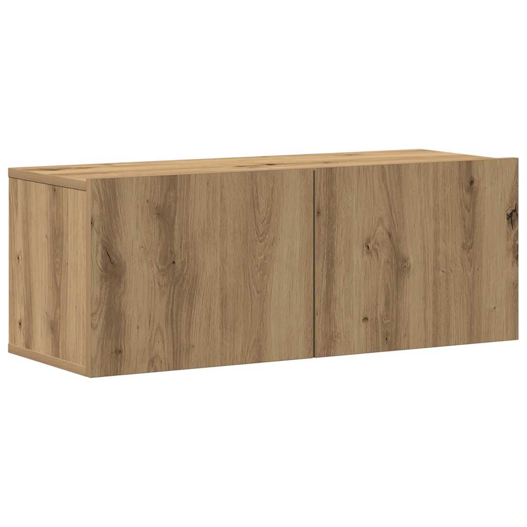 8 Piece Wall Mounted TV Cabinet Set Artisan Oak Finish Engineered Wood