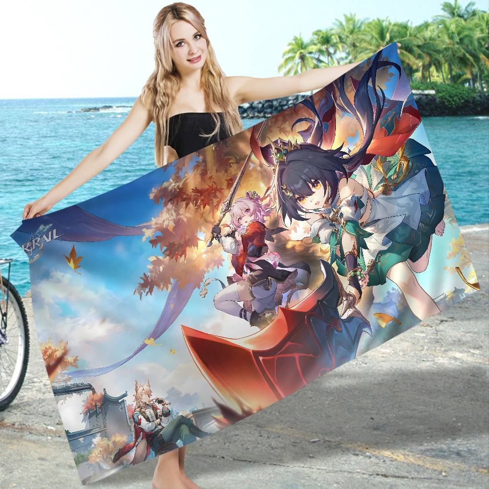 Honkai Star Rail Anmie Beach Towel Colorful Bath Towels For Girl Microfiber Quick Dry Custom Sand Free Beach Yoga Spa Gym Pool