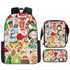 Christmas Backpack, 3D Digital Printed Backpack, Shoulder Bag, Pencil Case, Three-Piece Set