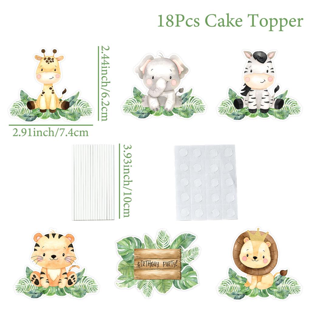 Dinosaur Paper Cake Insert Topper Ice Cream Butterfly Farm Birthday Party Decor Kids Dessert Insert Jungle Animal Cake Topper