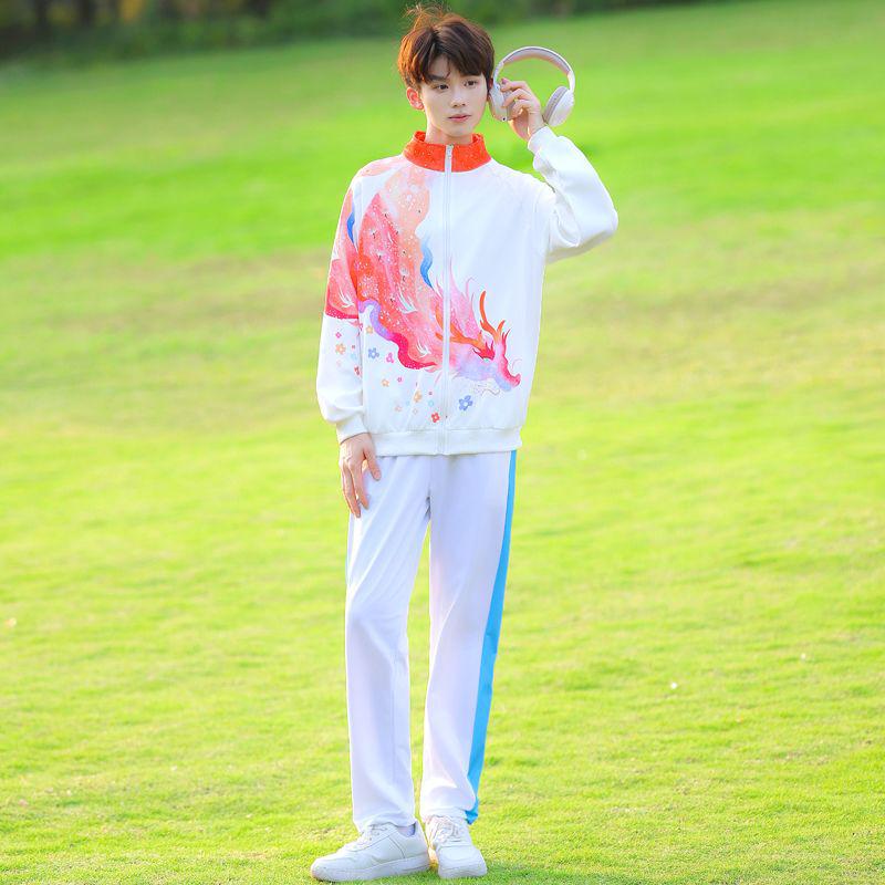 Conjunto de Sudadera para Competición Deportiva Estilo Chino para Colegio y Escuela Secundaria - Uniforme Escolar de Tres Piezas