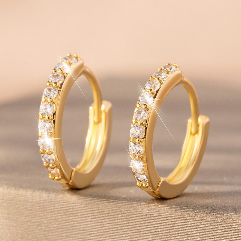 925 Sterling Silver Round Zircon Hoop Earrings For Women Simple Geometric Circle Earrings Party Wedding Jewelry Gifts
