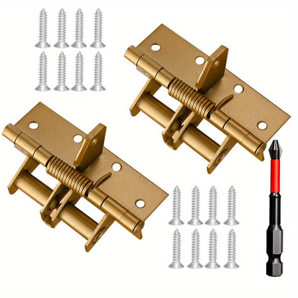 New Automatic Door Hinges with Screws, Multifunctional  Adjustable Spring Positioning,Residential Hinges for Doors Controls