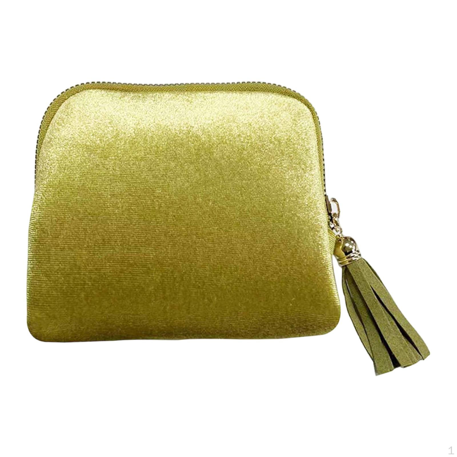 

Case Organizer Compact Lightweight Velvet Chenille Tassel Zipper Storage Bag for Earrings Bracelets Grass Green