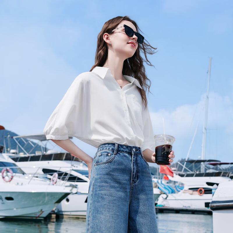 Betu Women's Stylish Lyocell Loose Mid-Sleeve Drop Shoulder Blouse