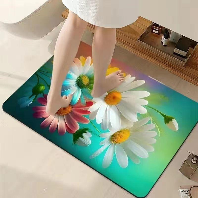 Three-dimensional Diatom Mud Floor Mat Bathroom Toilet Water-absorbing Anti-slip Mat Household Toilet Foot Mat Quick-drying Mat