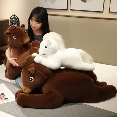 Lying Down Brown Horse Throw Pillow Plush Toy Doll Foal Zodiac Horse Doll Children Soothing Doll